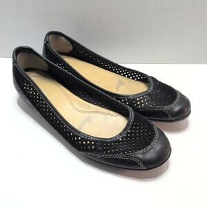 Naturalizer Picker Black Mesh Leather Comfort Flats Women's 10M
